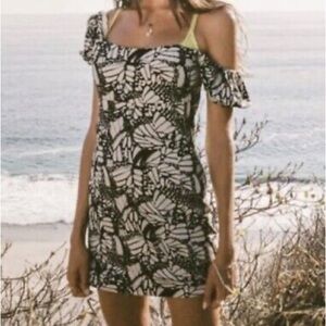 Urban Outfitters Butterfly Monarch Mini Short Ruffle Sleeve Dress Black White M